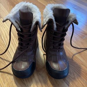 UGG Brown and Cream Shearling Boots